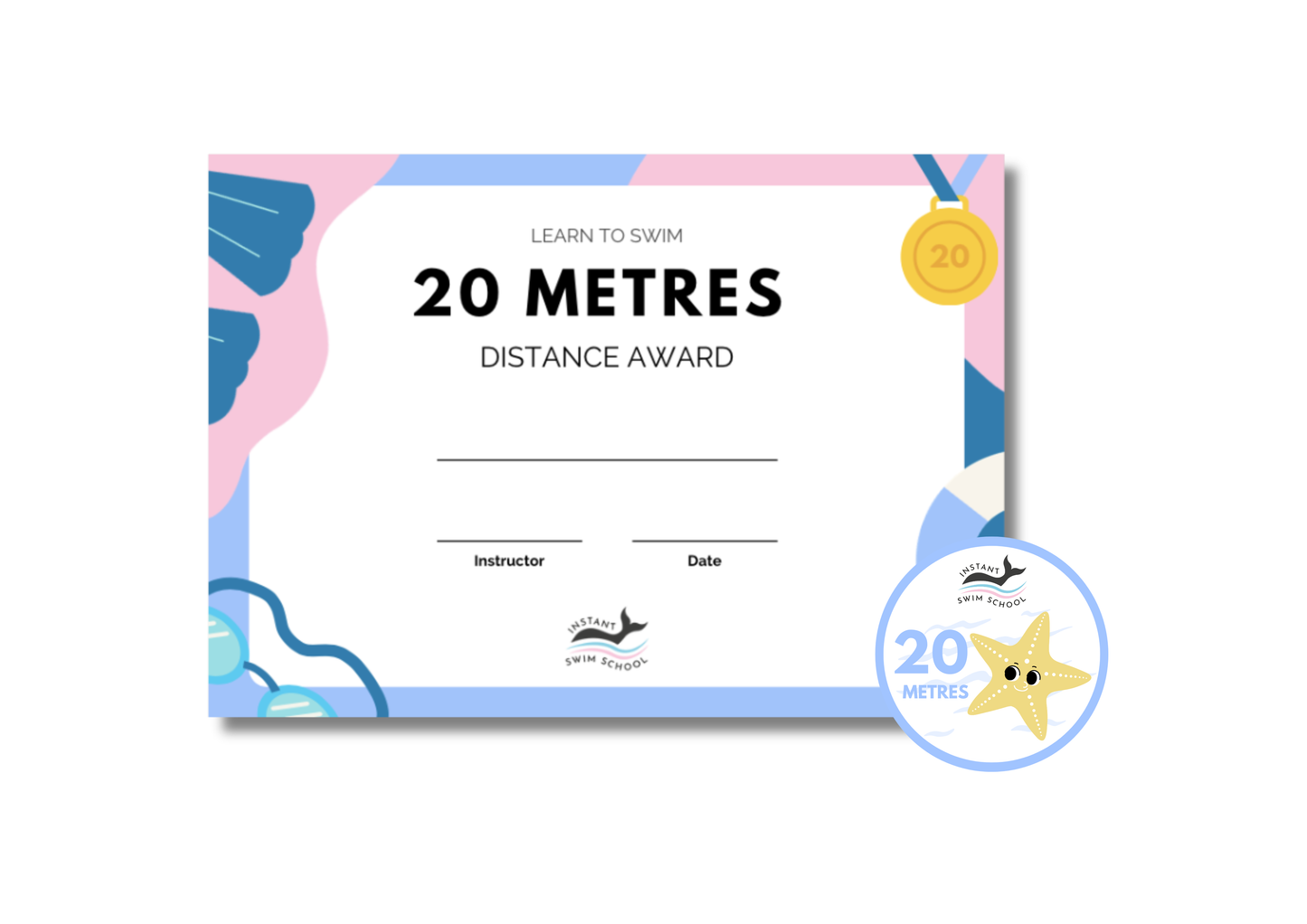 20 Metres Swim Certificate and Badge