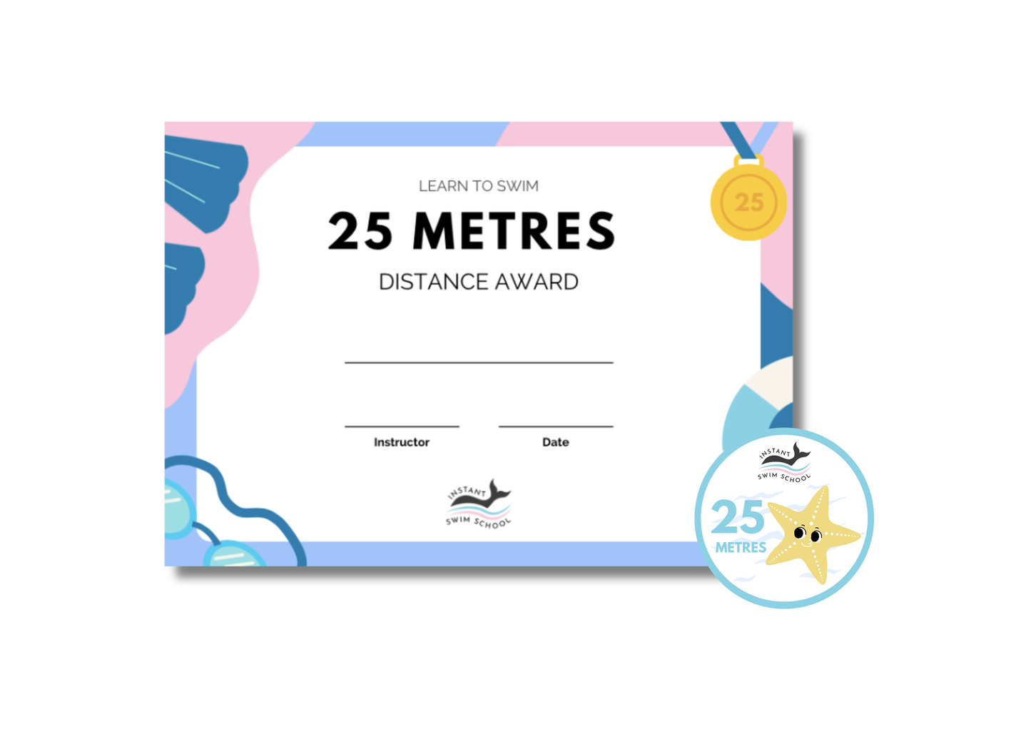 25 Metres Swim Certificate and Badge
