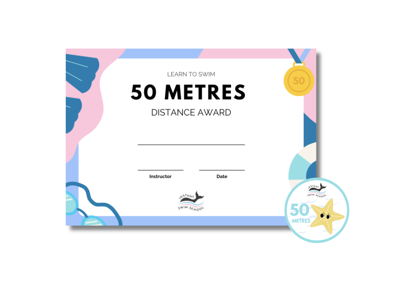 50 Metres Swim Certificate and Badge