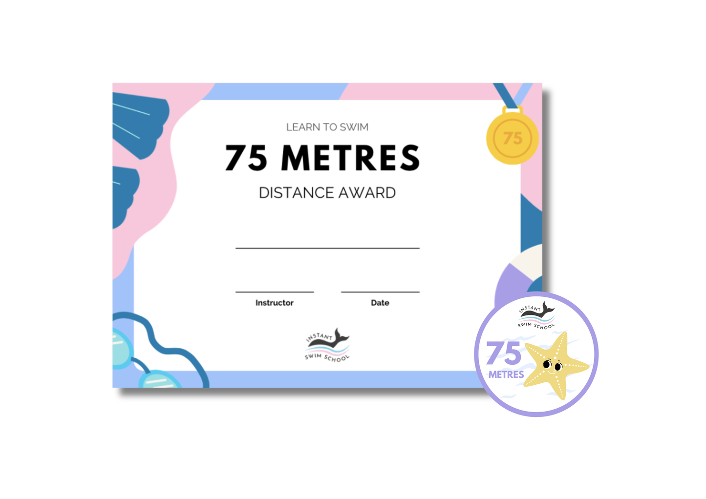 75 Metres Swim Certificate and Badge