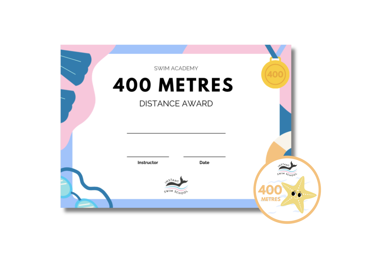 400 Metres Swim Certificate and Badge
