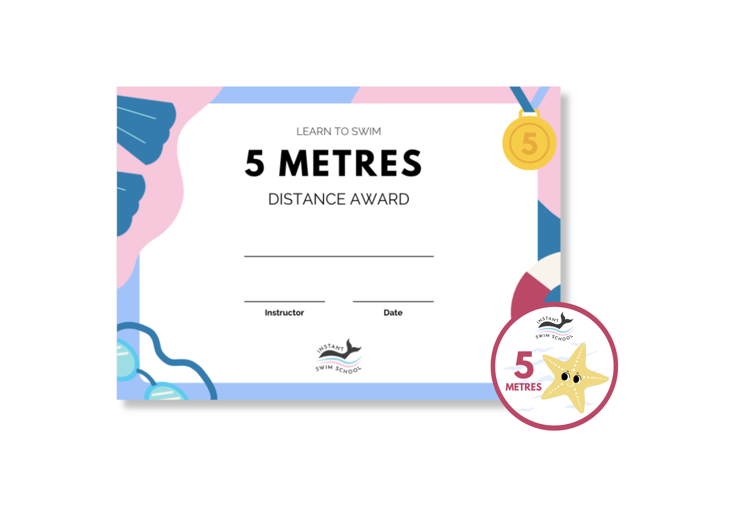 5 Metres Swim Certificate and Badge